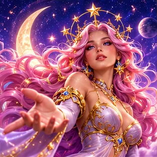 Erwachsene Prinzessin vor Sternenhimmel